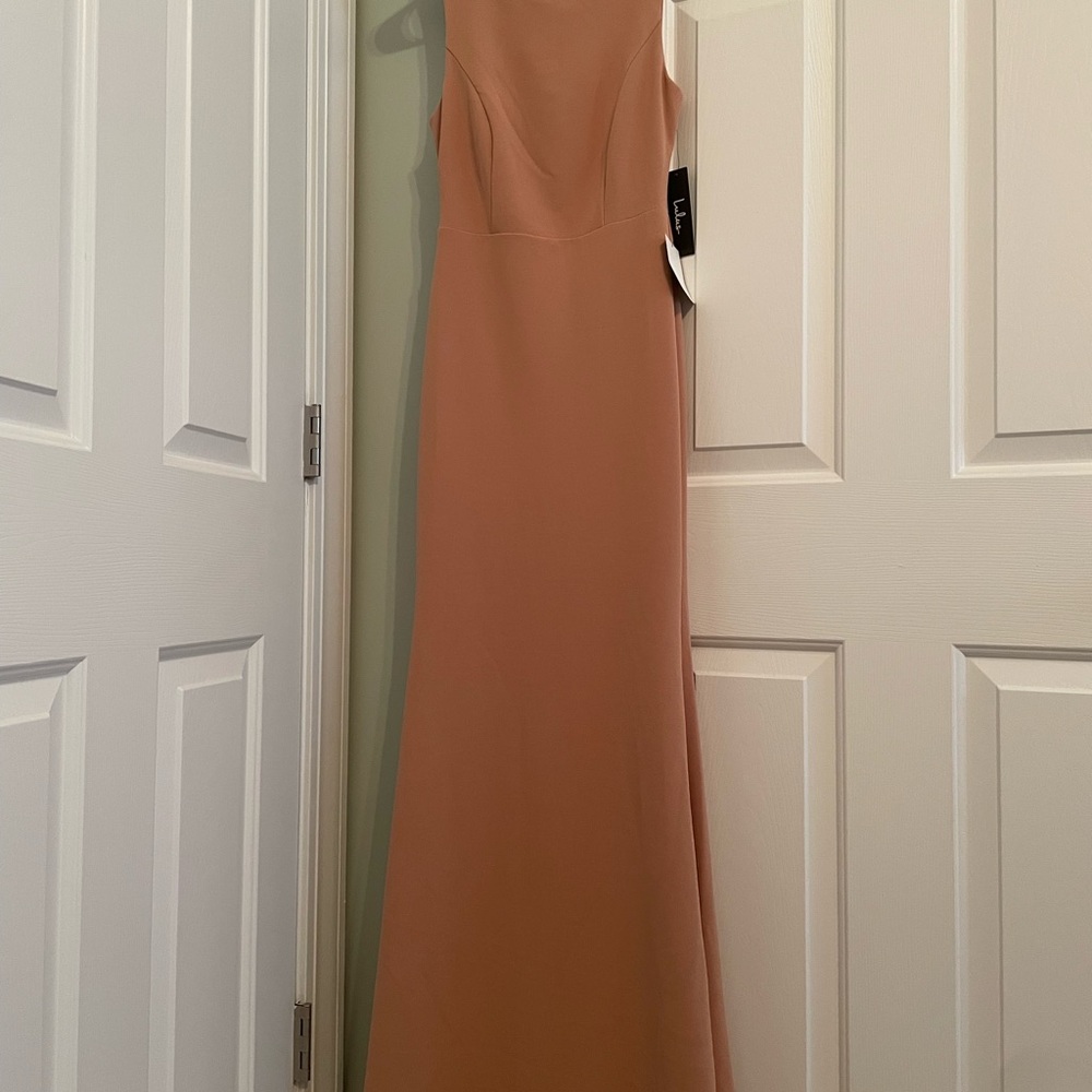 Lulu's Nude Lace Backless Maxi Dress